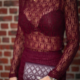 KATE BORDEAUX LACE LONGSLEEVE TOP