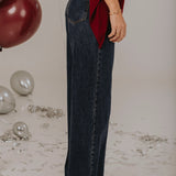 DARK BLUE WIDE LEG JEANS JD500F-1