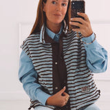 LINDE BROWN/LIGHT BLUE TEDDY JACKET