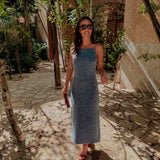 SENDERO BLUE FLOWER DENIM DRESS