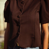 SANTIAGO BROWN BUTTON BLOUSE