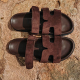 SHAMS BROWN SUEDE SLIPPERS