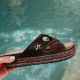 SOLANGE BROWN SHELL SLIPPERS