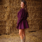 GEMMA BURGUNDY PEPLUM SKIRT