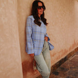 IFRANE LIGHT BLUE CHECKERED BLAZER