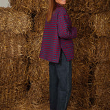 HELLO NOVEMBER DARK BLUE/RED CHECKERED BLAZER