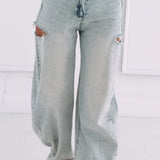 BLUE CUT-OUT BALLOON JEANS A5157