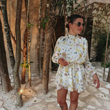 MAMACITA BEIGE FLOWER DRESS