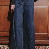DARK BLUE PALAZZO WIDE LEG JEANS 636-F