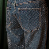 RHINESTONE BLUE STRAIGHT JEANS A3865-A