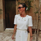 BAILANDO WHITE FLOWER BLOUSE