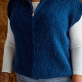 AURIELLE DARK BLUE KNITTED ZIP SWEATER