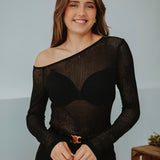 NAÏS BLACK ASYMMETRIC LONGSLEEVE SHIRT