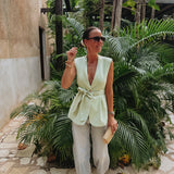 CRUSH CLUB MINT GREEN SLEEVELESS BLAZER