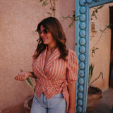 KHAYAL TERRACOTTA STRIPED BLOUSE