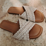 VIVANA BEIGE CROCHET SLIPPERS