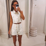 HEIDI ECRU DENIM TWO-PIECE SET