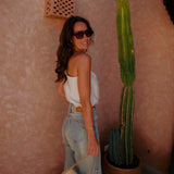 BERKANE BEIGE LINEN ONE SHOULDER BLOUSE