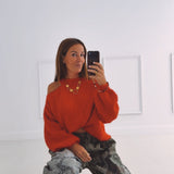 CAMILLE RED CUT-OUT PULLOVER
