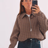 MAISIE BEIGE CHECKERED ZIP JACKET