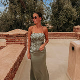 HAYATI SAGE BUSTIER DRESS WITH SCARF