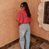 AGADIR RED CHECKERED BLOUSE