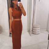 ANTONIA CAMEL BROWN TWO-PIECE SET