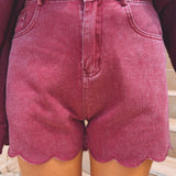 BURGUNDY DENIM SHORT 1045