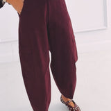 LAUREN BORDEAUX CARGO BALLOON PANTS