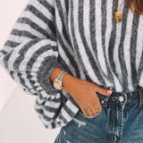 CHESTINA GREY STRIPED PULLOVER