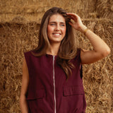 EMBERLY BORDEAUX SLEEVELESS JACKET