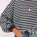 SEVERINE DARK BLUE/GREY STRIPED SWEATER