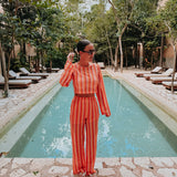 NOCHE ORANGE/PINK CROCHET PANTS