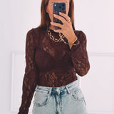 RUTH BURGUNDY LACE LONGSLEEVE TOP
