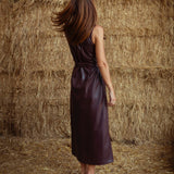 ROXANNE BURGUNDY LEATHER DRESS