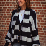 LOST IN THE CITY DARK BLUE/GREY CARDIGAN WITH SCARF