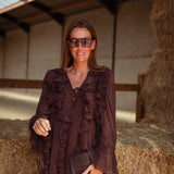 THELMA BROWN RUFFLE DRESS