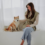 JULIE KHAKI SLEEVELESS BLAZER