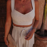 FARIDJA ECRU LINEN SHORT