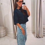 LEOPARD BLUE BALLOON JEANS Y3361-6