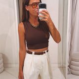 ANIKA BEIGE BELT SHORT