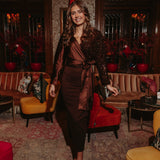 PENCIL SKIRT LONG BROWN