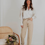 LIGHT BEIGE BALLOON JEANS 9137-11