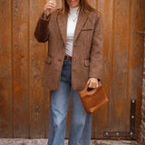 BRIELLE BROWN FLUFFY BLAZER