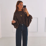 CHESTINA BROWN STRIPED PULLOVER