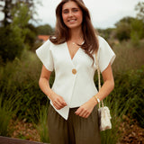 QUINN WHITE BUTTON BLOUSE