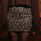 SNOWFALL SHINE BROWN SEQUIN SKIRT