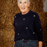 AUTUMNHEART DARK BLUE KNIT SWEATER