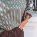 DUSTINE KHAKI STRIPED BLOUSE