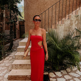 TABASCO RED CUT-OUT DRESS